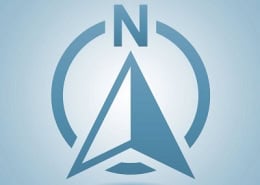 Compass with letter 'N' logo design.