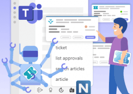 Illustration of  self-service assistant integrated with Microsoft Teams.