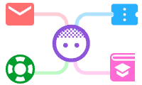Graphic of linked nodes and paths, illustrating self-service support.