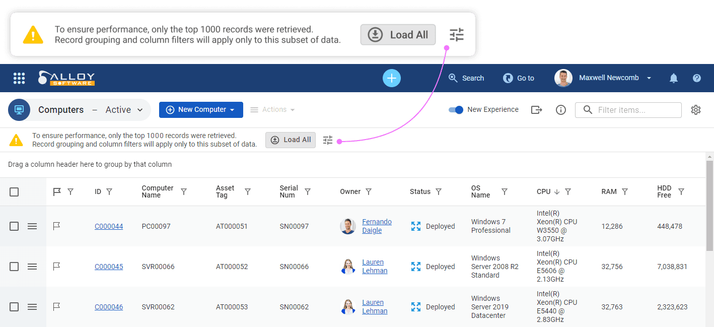 Incident tracking interface with user notification.