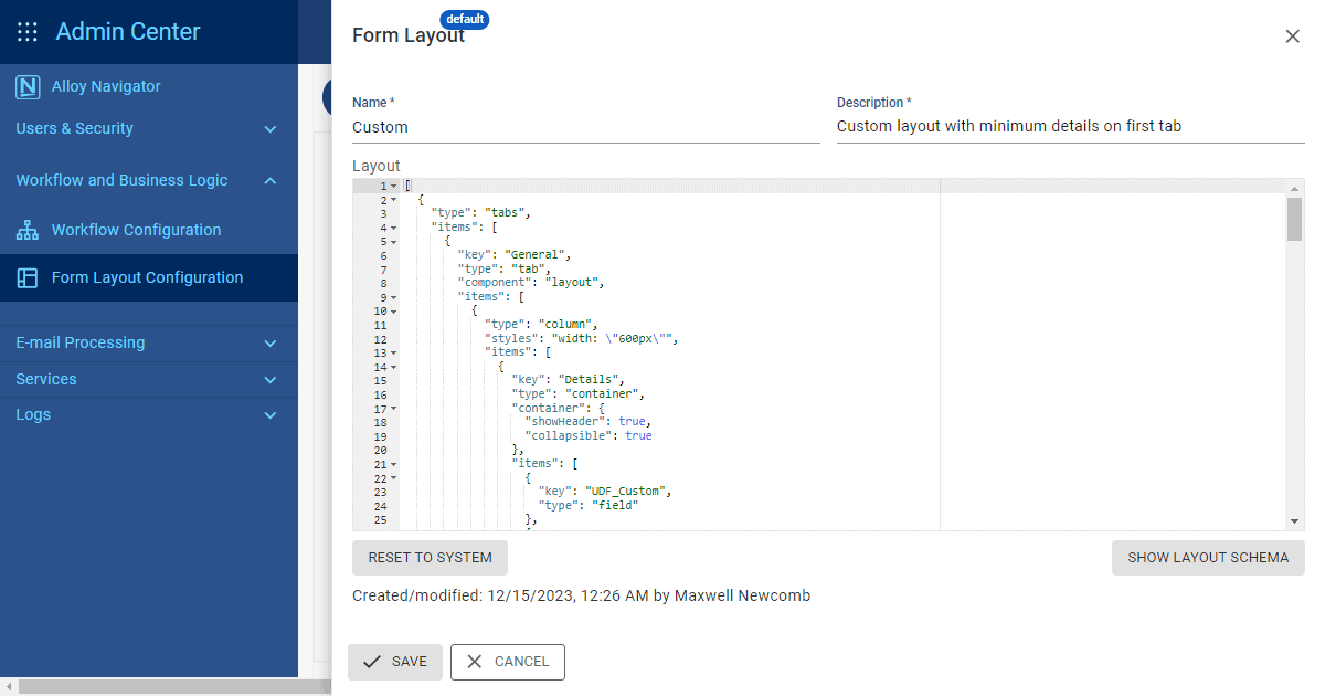 Detailed ITSM form layout with multiple fields.