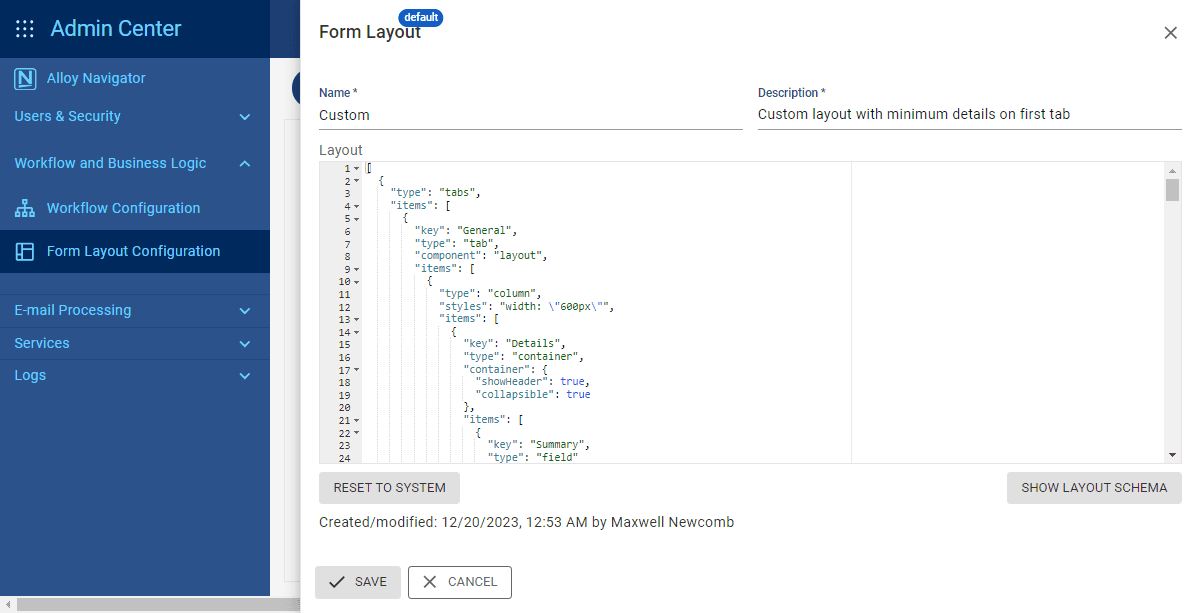 Service desk form interface with dropdown menus.