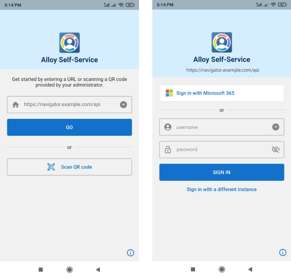 screenshot from Alloy Navigator Mobile