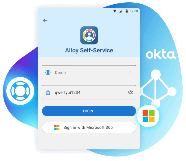 IT service mobile app login screen with SSO feature.