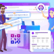 Cartoon of IT professionals with service desk interface.