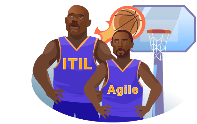an image metaphorically depicting the controversy between ITIL and Agile