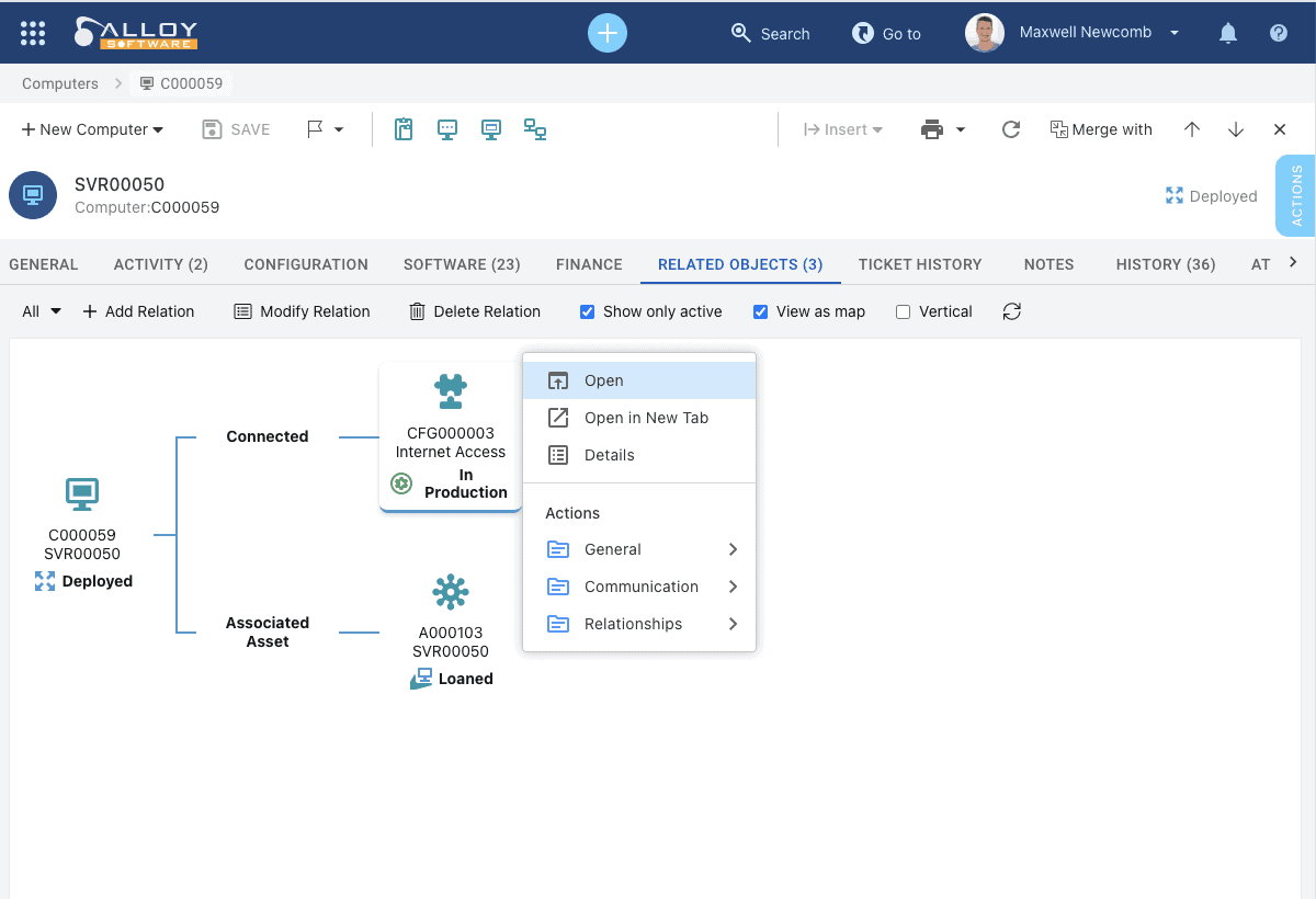 Alloy Software blog image illustrating ITIL event management with icons and a digital network background.
