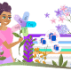 Illustration of a person organizing digital files with a spring theme and flowers.