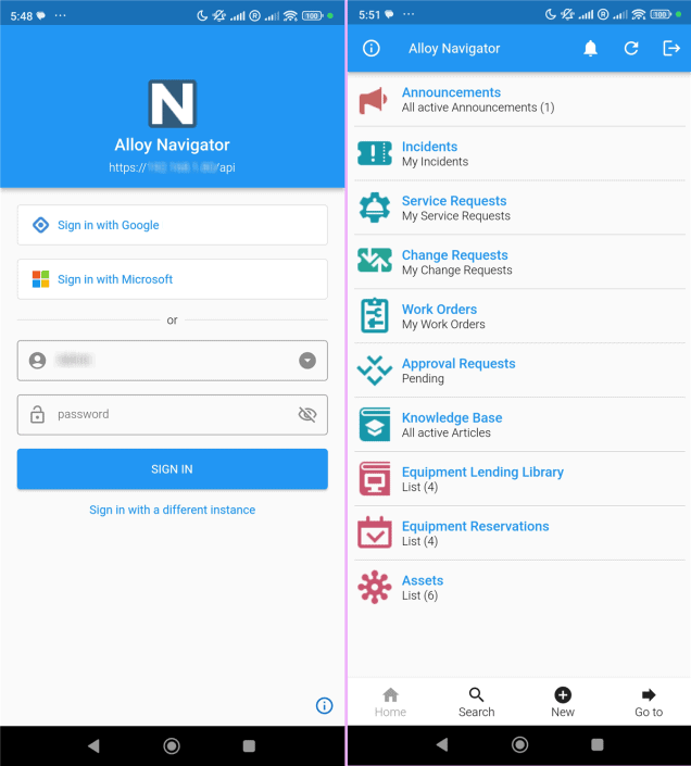 Mobile IT asset management interface screenshot.
