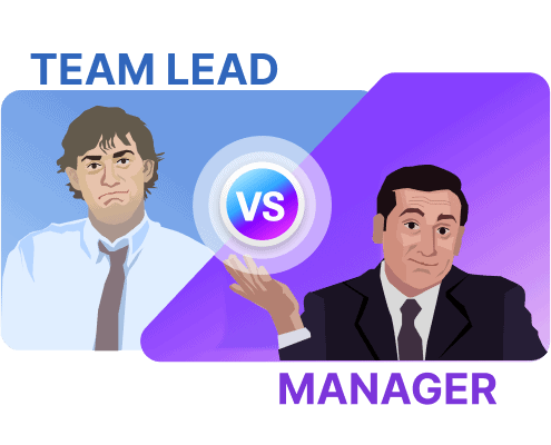 an illustration of the differences between a team lead and a manager