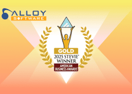 Alloy Navigator wins Gold Stevie Award image with logo and award graphics.