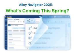 Alloy Navigator 2025 preview with a UI screenshot and overlayed icons showing upcoming features launching in spring.