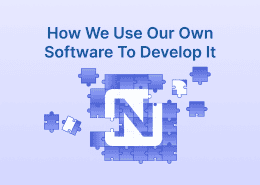 Puzzle pieces forming the Notion logo with text about developing software using Alloy Software.