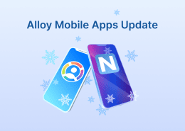 Banner reading ‘Alloy Mobile Apps Update’ with two overlapping phones and blue snowflake icons on a light background.