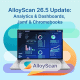 AlloyScan 26.5 update banner highlighting Analytics, Dashboards, Jamf, and Chromebooks.